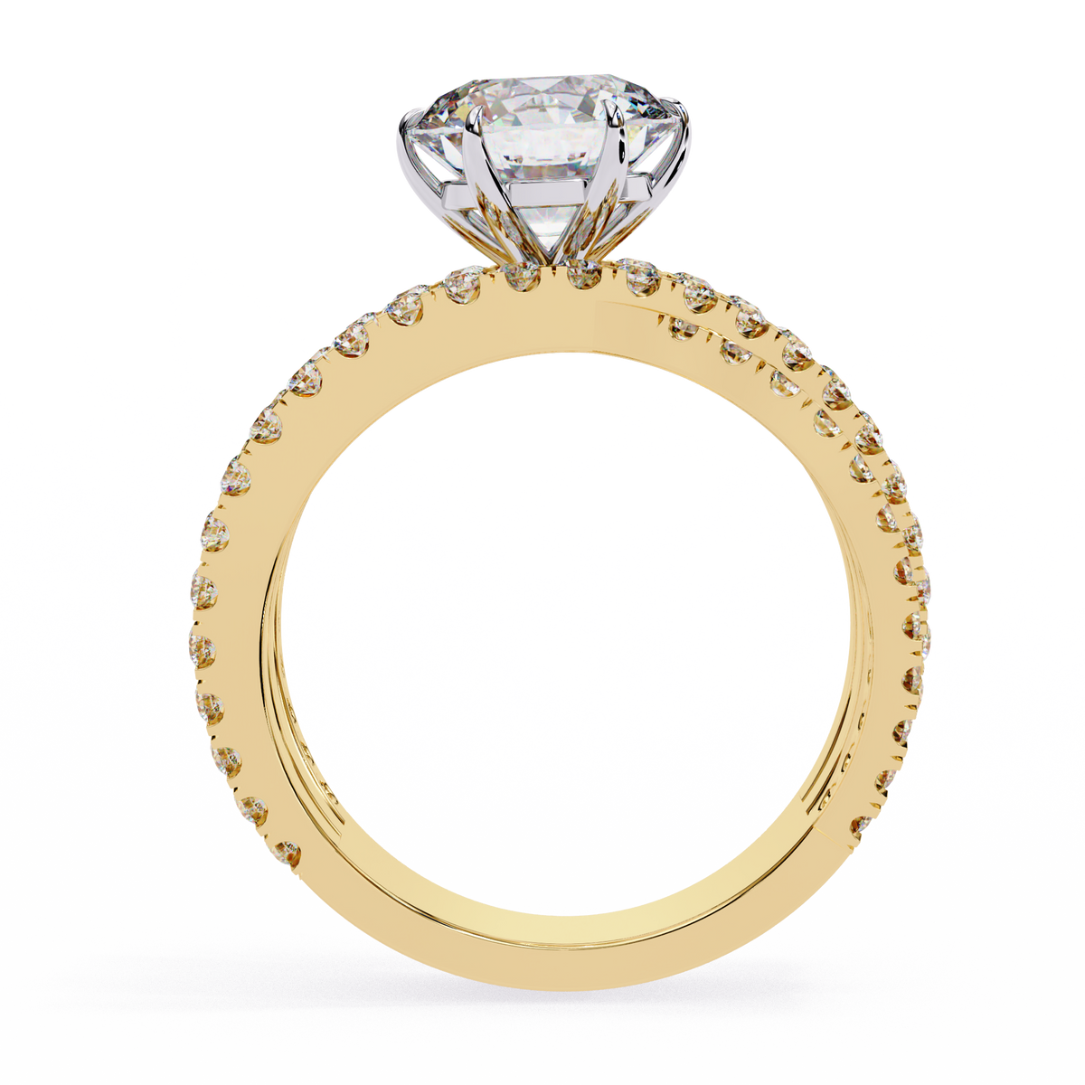 Round Cut Diamond Rose Gold Delicate 1.63 Ct  Three Row Pave Set Engagement Ring and Every Occasion Wear Ring - HIGHCARAT DIAMONDS