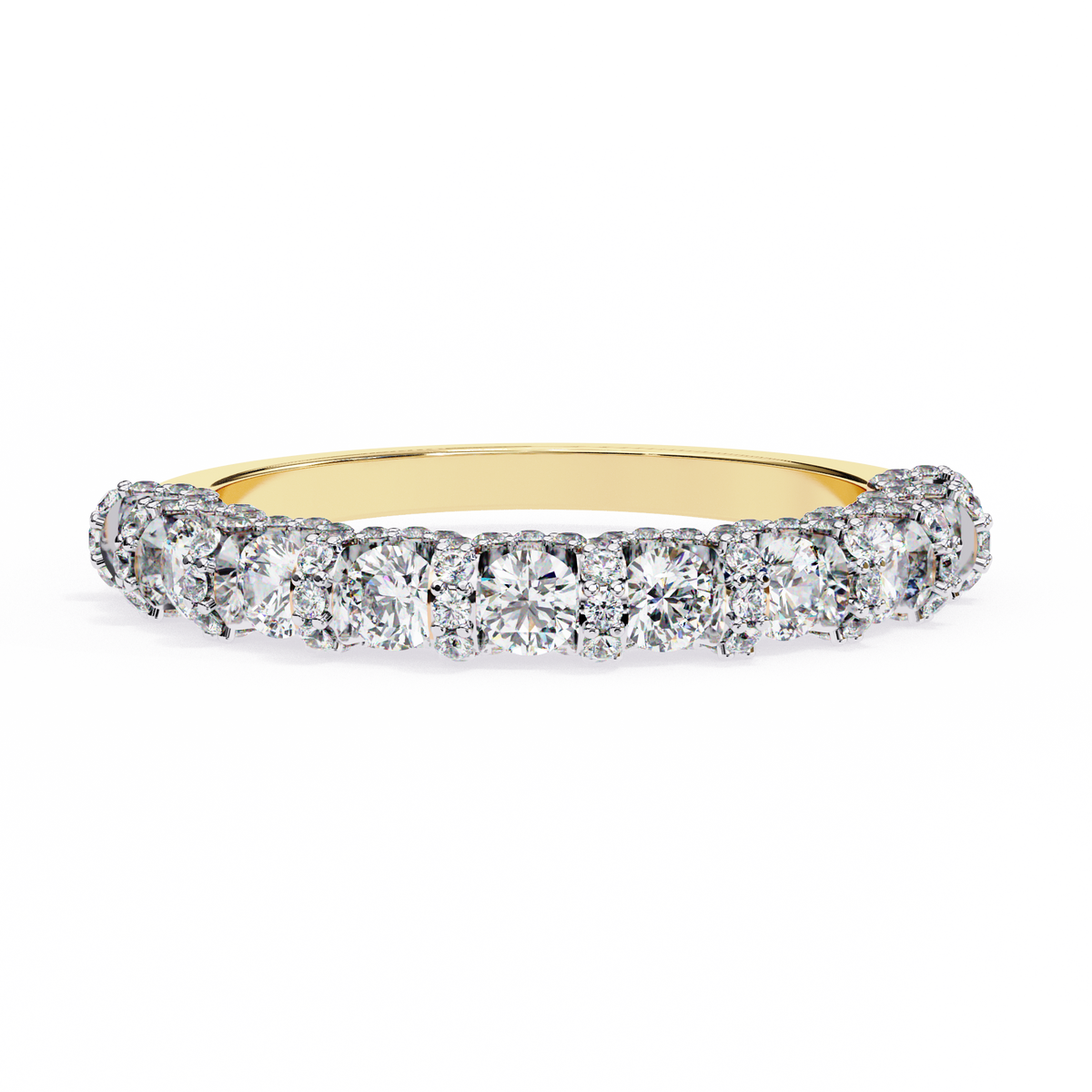 Round Cut Top Grade Diamond Elegance Classic Three Row Dainty Sparkling Proposer Ring For Women's - HIGHCARAT DIAMONDS