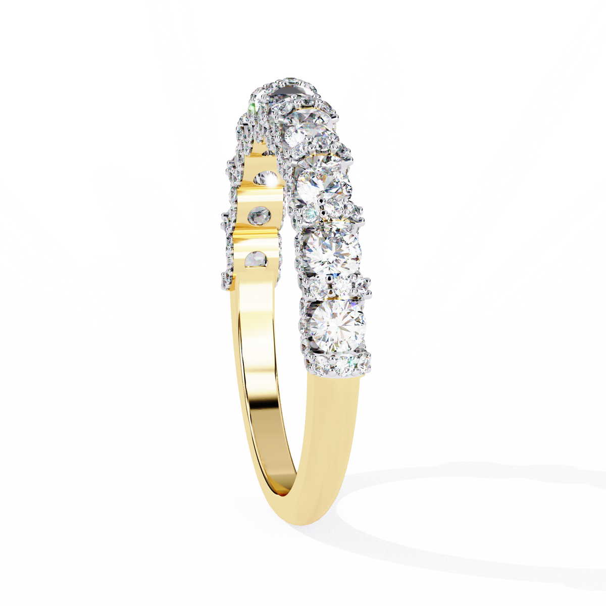 Round Cut Top Grade Diamond Elegance Classic Three Row Dainty Sparkling Proposer Ring For Women's - HIGHCARAT DIAMONDS