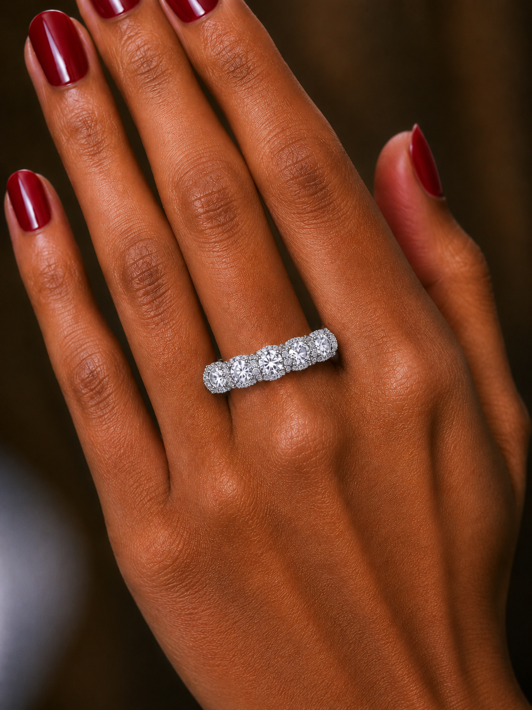 Round Cut Top Grade Diamond Elegance Classic Three Row Dainty Sparkling Proposer Ring For Women's - HIGHCARAT DIAMONDS