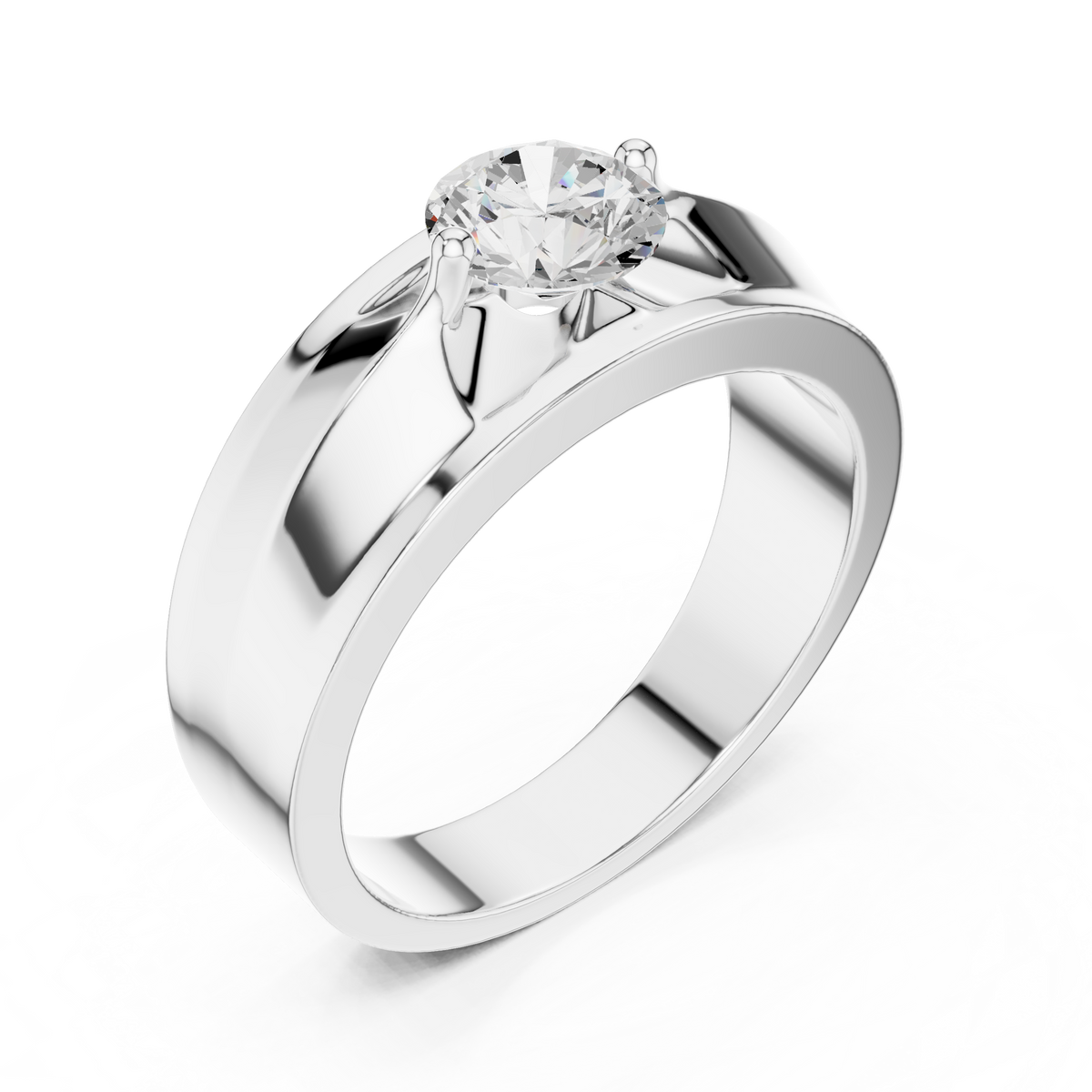 Round Shapes Lab grown One Stone New Unique Men's 14k Solid Rose Gold Diamond Ring - HIGHCARAT DIAMONDS
