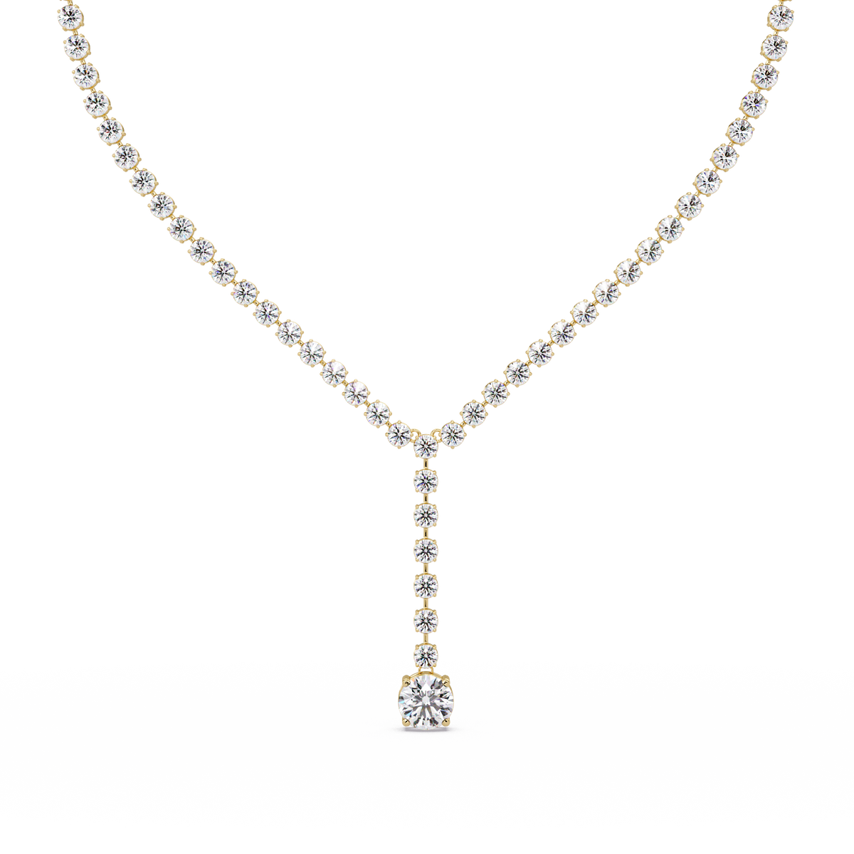 Round Cut Drops Shape Lab Grown Diamond Tennis Necklace - HIGHCARAT DIAMONDS
