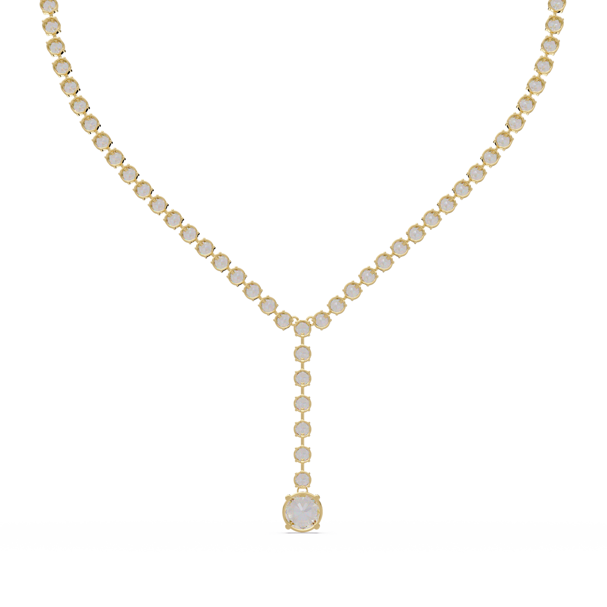 Round Cut Drops Shape Lab Grown Diamond Tennis Necklace - HIGHCARAT DIAMONDS