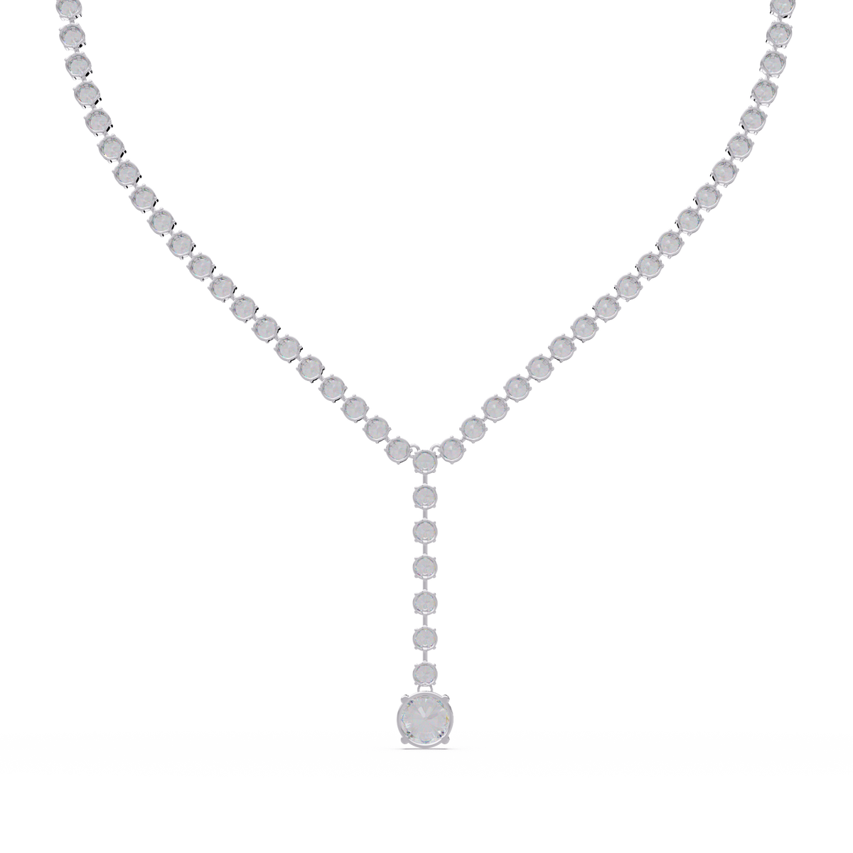 Round Cut Drops Shape Lab Grown Diamond Tennis Necklace - HIGHCARAT DIAMONDS