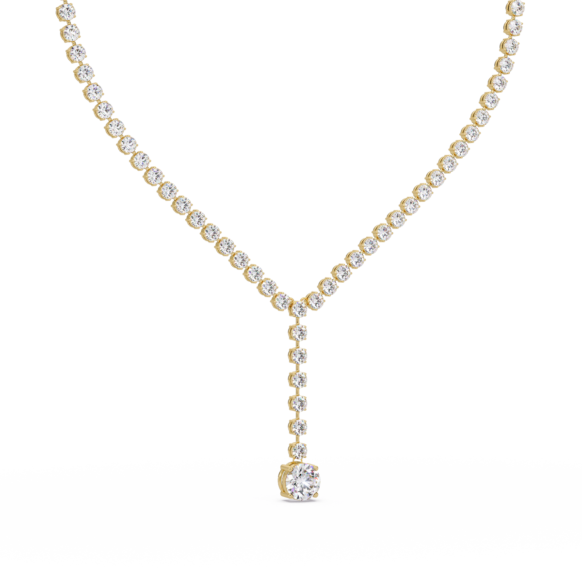 Round Cut Drops Shape Lab Grown Diamond Tennis Necklace - HIGHCARAT DIAMONDS