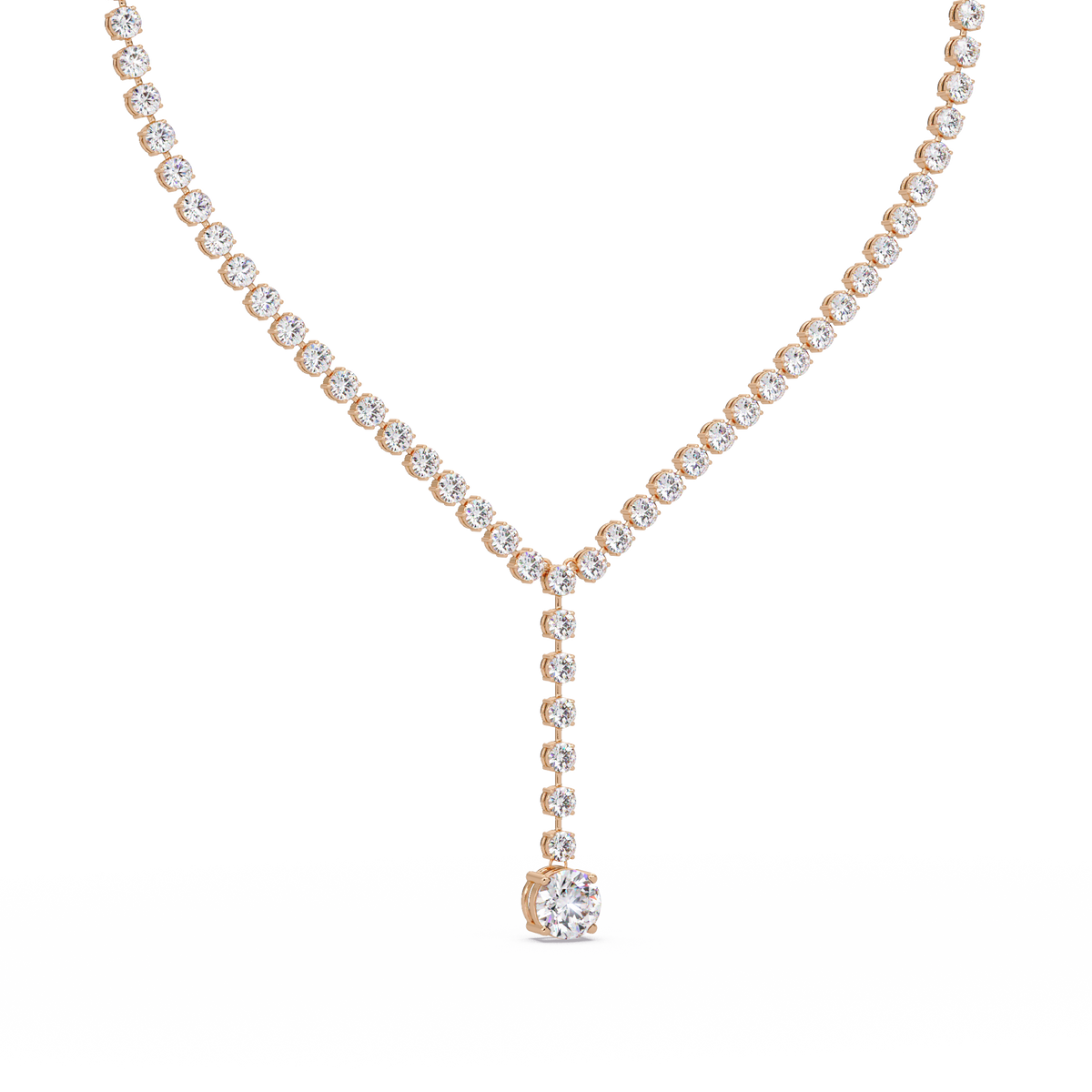 Round Cut Drops Shape Lab Grown Diamond Tennis Necklace - HIGHCARAT DIAMONDS