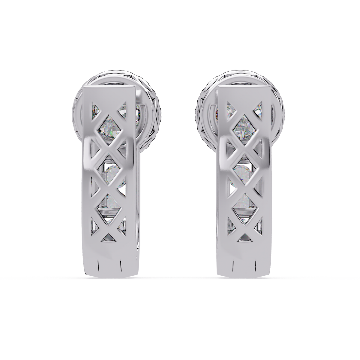 Round Cut Halo Set Lab Grown Diamond Hoop Earring - HIGHCARAT DIAMONDS