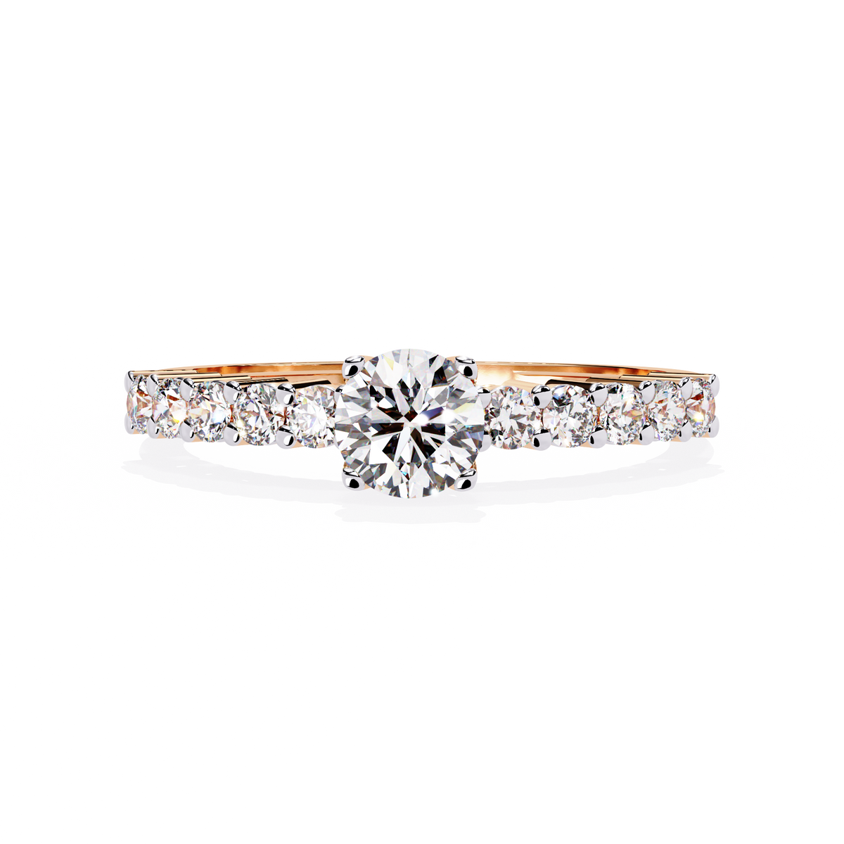 Round Cut  High Quality Lab Grown Diamond Half Eternity Elegant Accented Proposer Ring For Her - HIGHCARAT DIAMONDS
