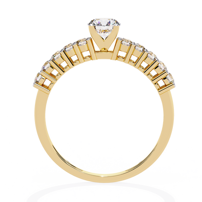 Round Cut  High Quality Lab Grown Diamond Half Eternity Elegant Accented Proposer Ring For Her - HIGHCARAT DIAMONDS