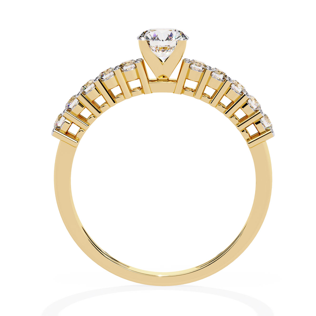 Round Cut  High Quality Lab Grown Diamond Half Eternity Elegant Accented Proposer Ring For Her - HIGHCARAT DIAMONDS