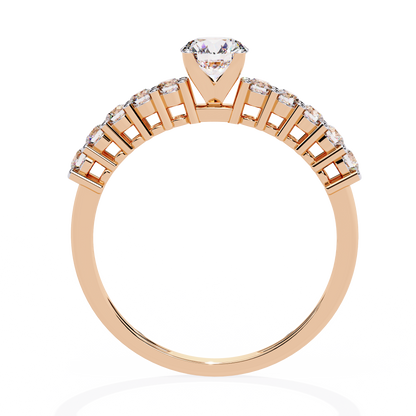 Round Cut  High Quality Lab Grown Diamond Half Eternity Elegant Accented Proposer Ring For Her - HIGHCARAT DIAMONDS