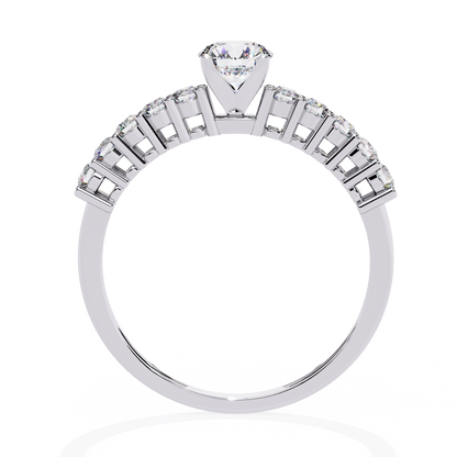 Round Cut  High Quality Lab Grown Diamond Half Eternity Elegant Accented Proposer Ring For Her - HIGHCARAT DIAMONDS