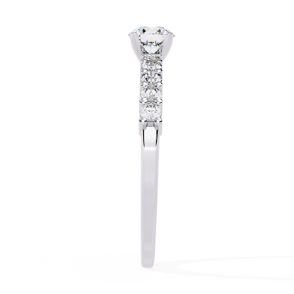 Round Cut  High Quality Lab Grown Diamond Half Eternity Elegant Accented Proposer Ring For Her - HIGHCARAT DIAMONDS