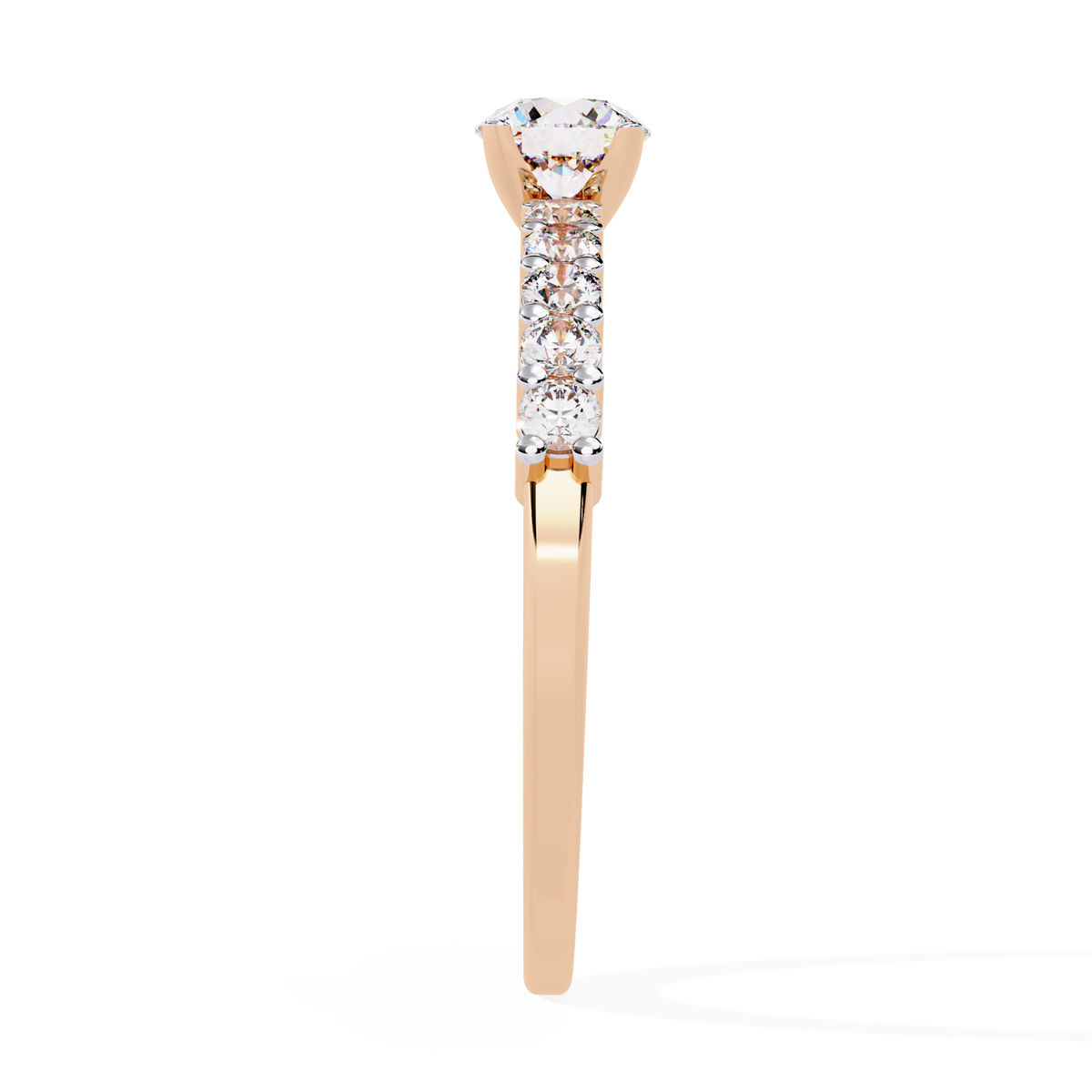 Round Cut  High Quality Lab Grown Diamond Half Eternity Elegant Accented Proposer Ring For Her - HIGHCARAT DIAMONDS