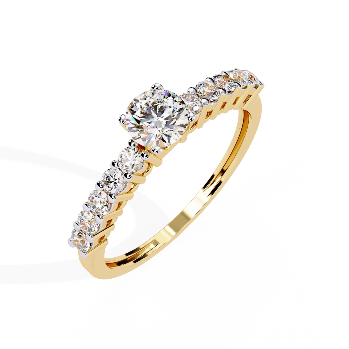 Round Cut  High Quality Lab Grown Diamond Half Eternity Elegant Accented Proposer Ring For Her - HIGHCARAT DIAMONDS