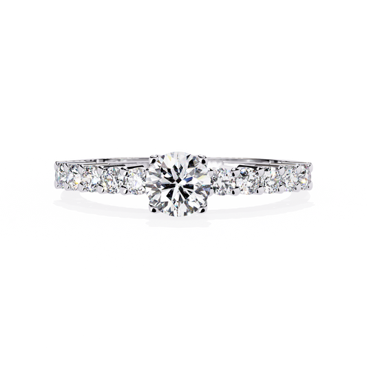 Round Cut  High Quality Lab Grown Diamond Half Eternity Elegant Accented Proposer Ring For Her - HIGHCARAT DIAMONDS