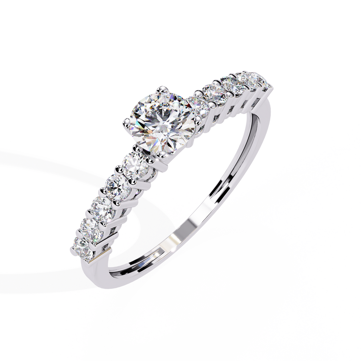 Round Cut  High Quality Lab Grown Diamond Half Eternity Elegant Accented Proposer Ring For Her - HIGHCARAT DIAMONDS