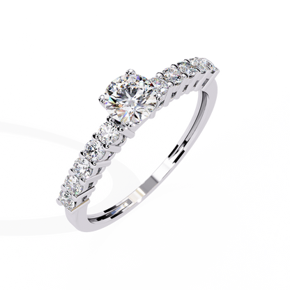 Round Cut  High Quality Lab Grown Diamond Half Eternity Elegant Accented Proposer Ring For Her - HIGHCARAT DIAMONDS