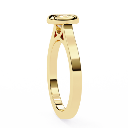 Round shape lab grown diamond ring with smooth bezel setting