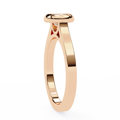Minimal round lab diamond ring with dainty solitaire design