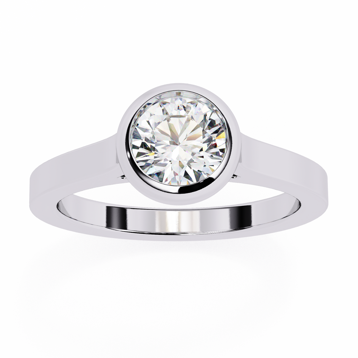 Dainty Solitaire Ring featuring round cut lab grown diamond in bezel setting