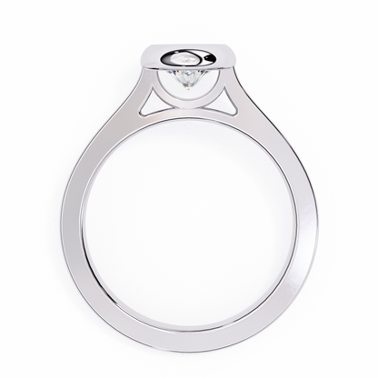 Side profile of round cut lab grown diamond bezel set ring