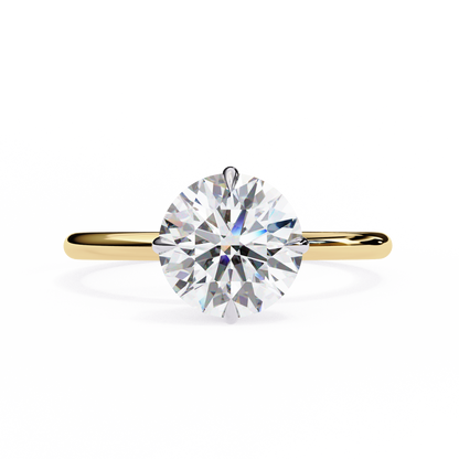 Solitaire Ring featuring round cut lab grown diamond in prong setting