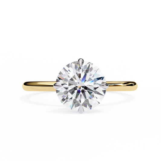 Solitaire Ring featuring round cut lab grown diamond in prong setting