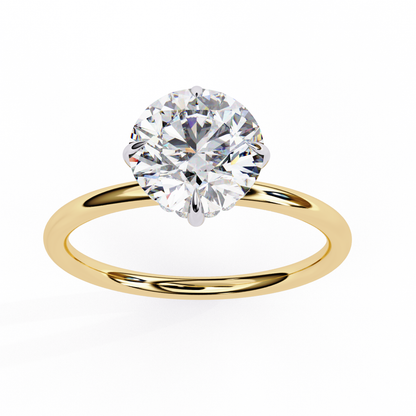 Round shape lab grown diamond ring with secure prong setting