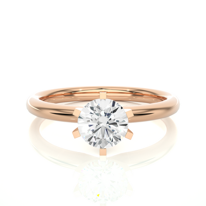 Front view of round cut lab diamond solitaire engagement ring