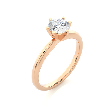 Minimal round cut lab diamond ring with single stone design
