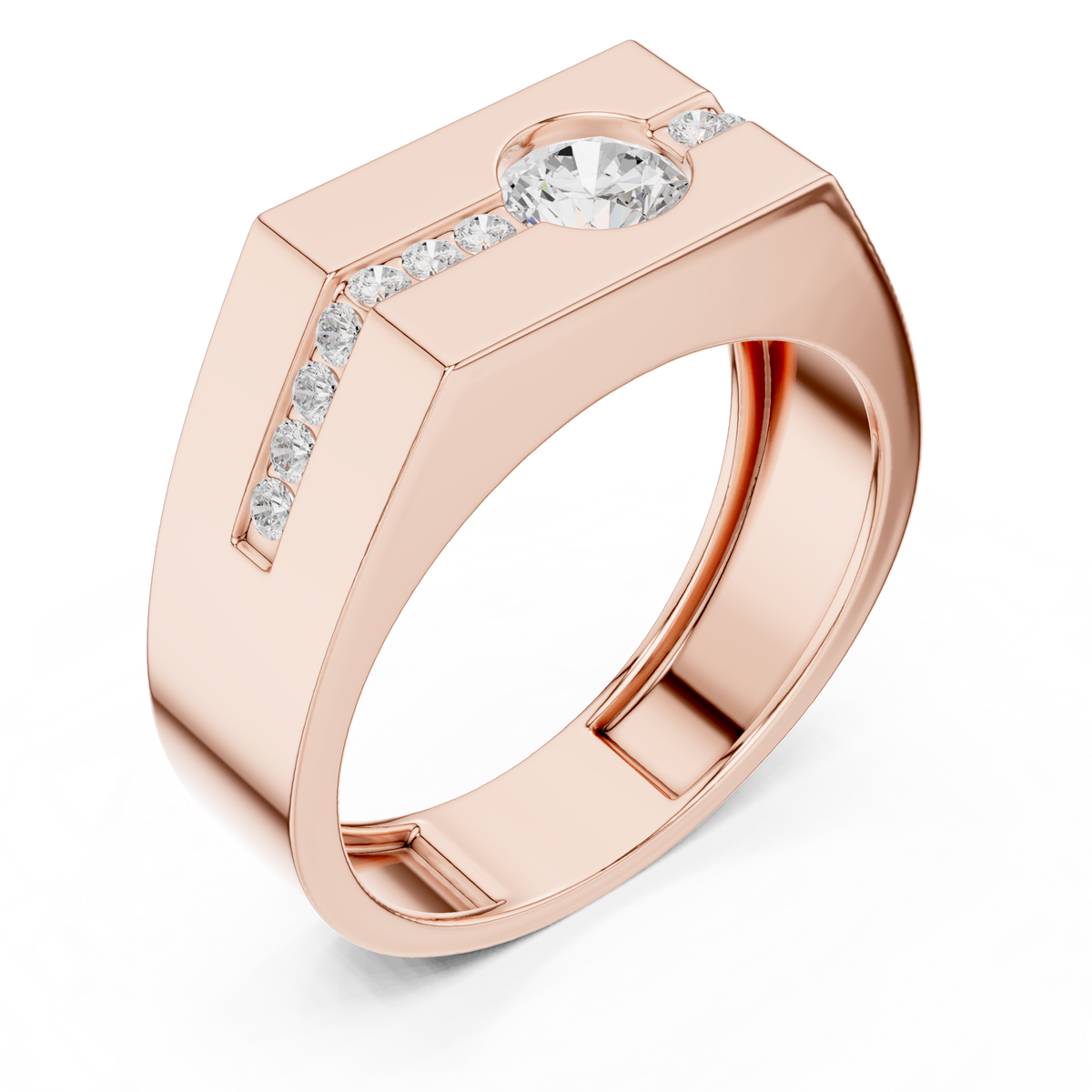 Round Shape Natural Diamond Unique Type 14k Solid Rose Gold Men's Diamond Ring Daily wear - HIGHCARAT DIAMONDS