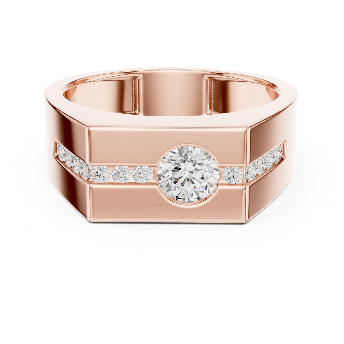Round Shape Natural Diamond Unique Type 14k Solid Rose Gold Men's Diamond Ring Daily wear - HIGHCARAT DIAMONDS