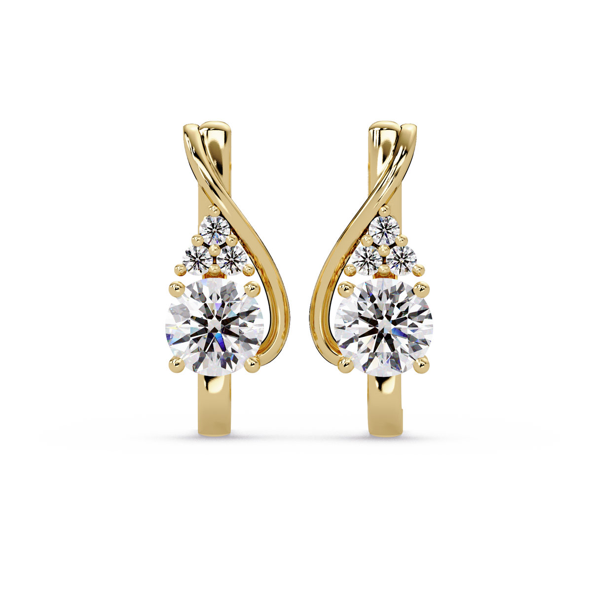 Round Cut Lab Grown Curved Unique Diamond Earring - HIGHCARAT DIAMONDS
