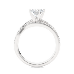 Round Cut  Lab Grown Diamond 14k Solid Gold  Wedding Bridal Set Hidden Halo Ring For women - HIGHCARAT DIAMONDS