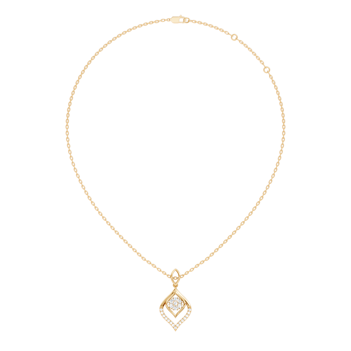 Minimalist Round Diamond Necklace Pendant Vintage 14K Solid Yellow Gold Jewelry Gift For Her - HIGHCARAT DIAMONDS