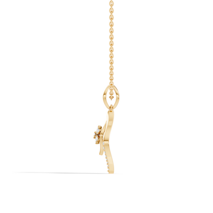 Minimalist Round Diamond Necklace Pendant Vintage 14K Solid Yellow Gold Jewelry Gift For Her - HIGHCARAT DIAMONDS