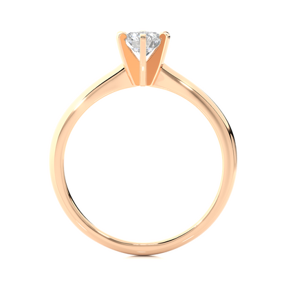 Round shape diamond engagement ring with secure six prong design