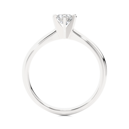 Minimal round lab grown diamond ring with classic six claw setting
