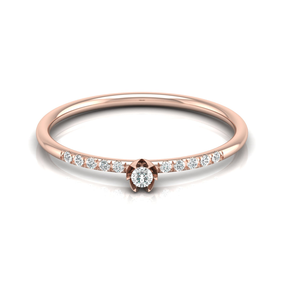 Round Cut Lab Grown Diamond Accented Anniversary Ring - HIGHCARAT DIAMONDS