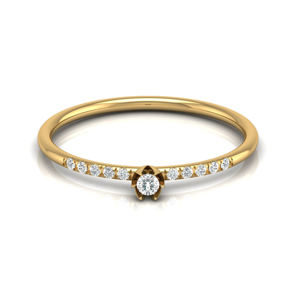 Round Cut Lab Grown Diamond Accented Anniversary Ring - HIGHCARAT DIAMONDS