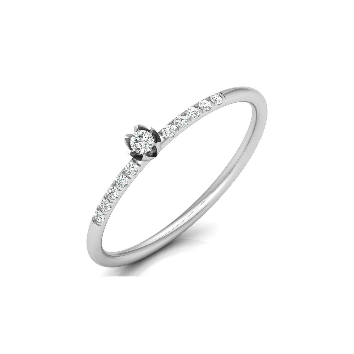 Round Cut Lab Grown Diamond Accented Anniversary Ring - HIGHCARAT DIAMONDS
