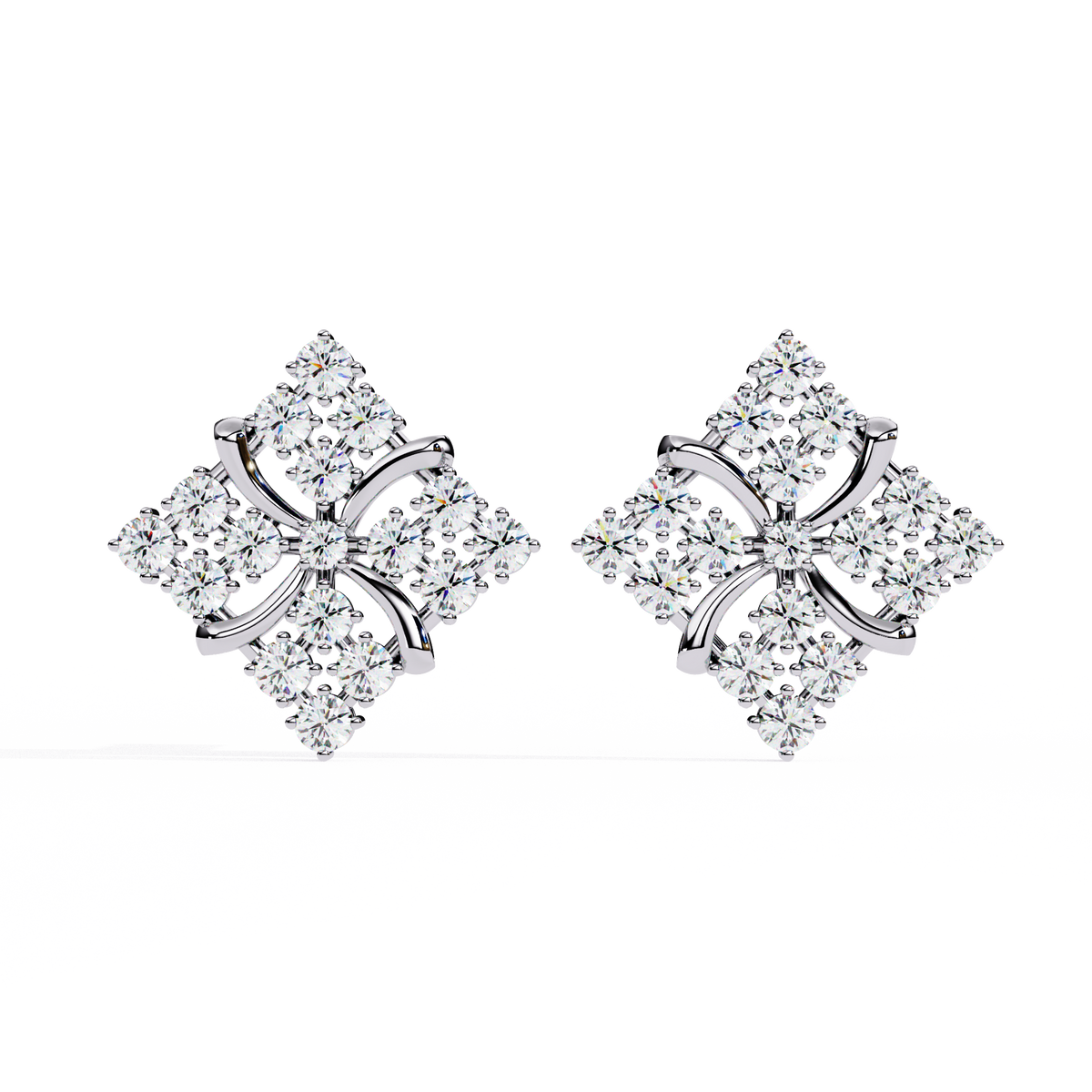Round Cut Lab Grown Diamond Antique Delicate Cluster Dainty Elegant Party Wear Stud Earring For Women's - HIGHCARAT DIAMONDS