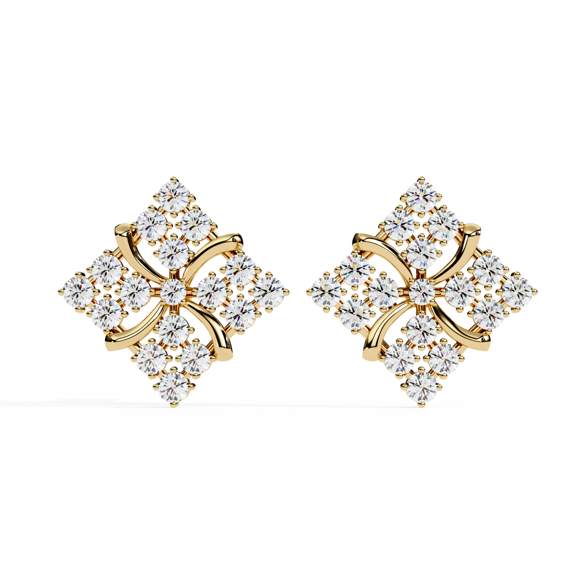 Round Cut Lab Grown Diamond Antique Delicate Cluster Dainty Elegant Party Wear Stud Earring For Women's - HIGHCARAT DIAMONDS