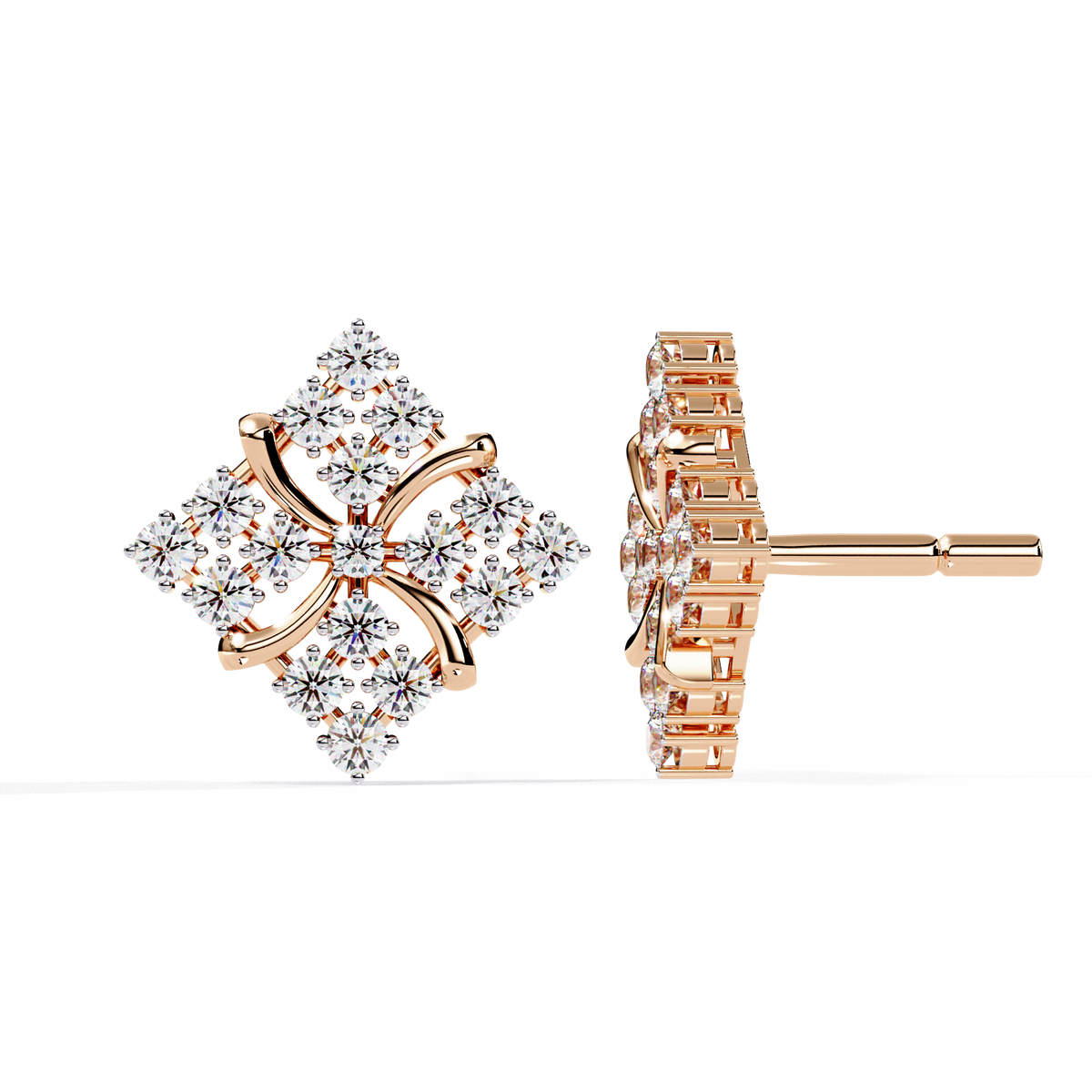 Round Cut Lab Grown Diamond Antique Delicate Cluster Dainty Elegant Party Wear Stud Earring For Women's - HIGHCARAT DIAMONDS