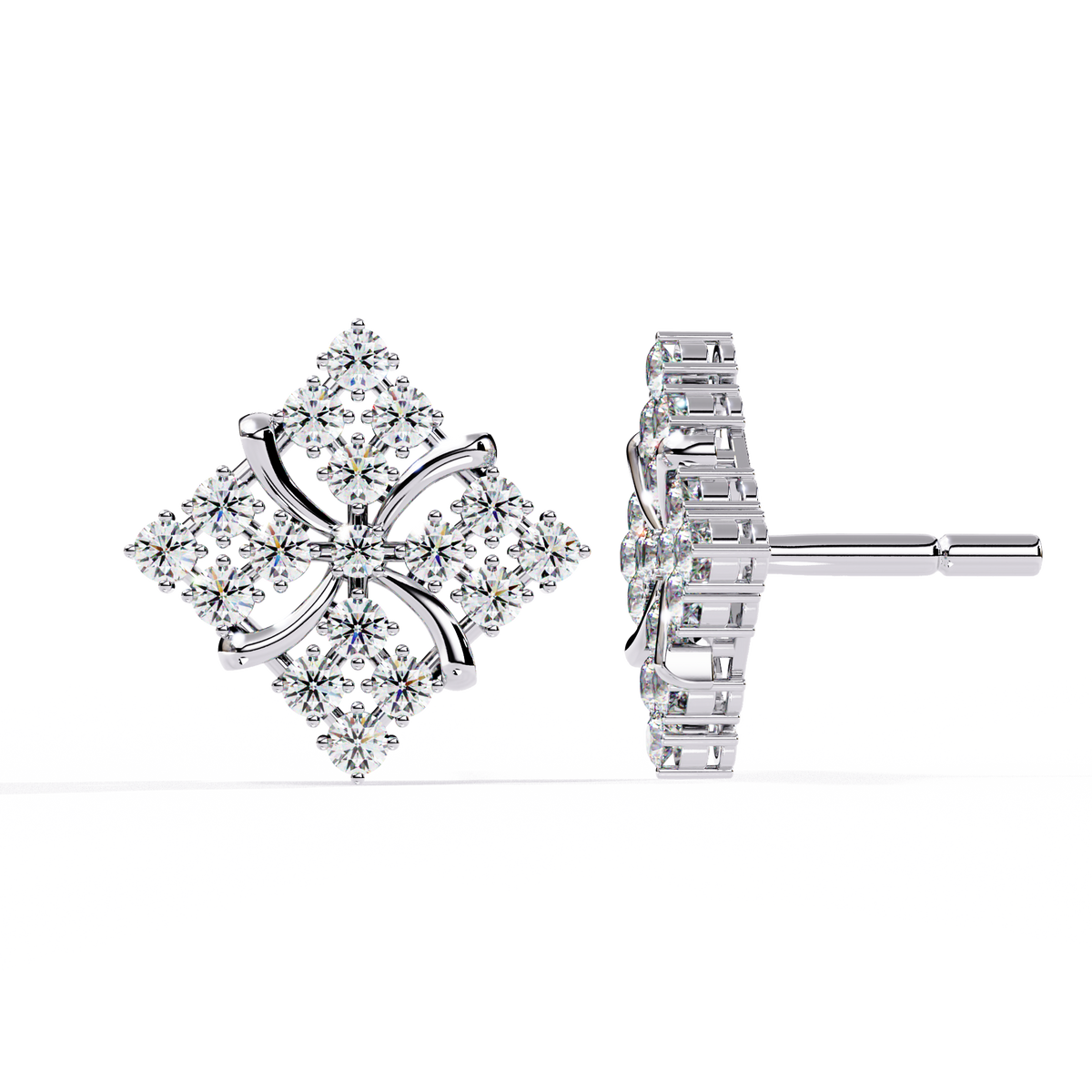 Round Cut Lab Grown Diamond Antique Delicate Cluster Dainty Elegant Party Wear Stud Earring For Women's - HIGHCARAT DIAMONDS
