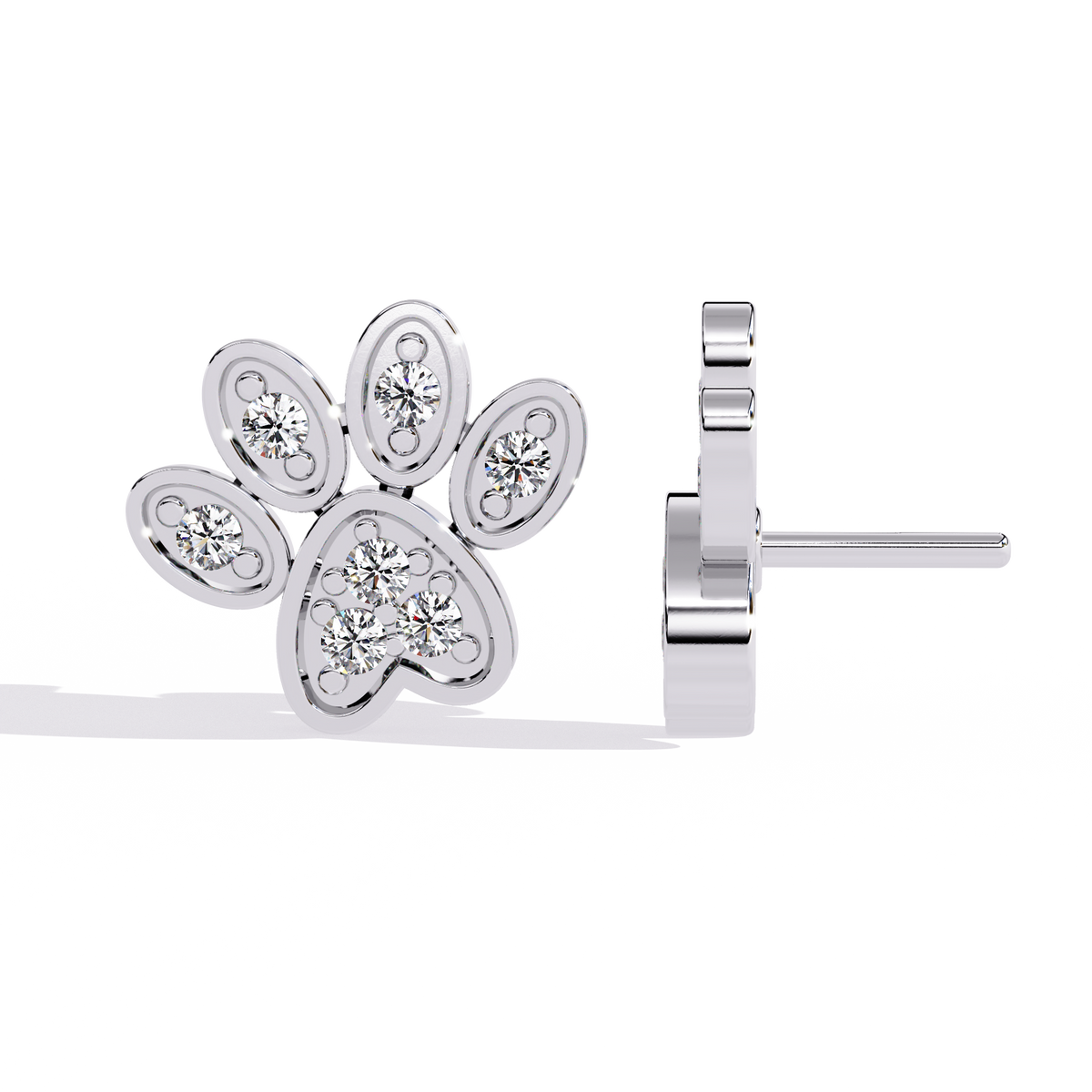 Round Cut Lab Grown & Natural Diamond Antique Stackable Stunning 18k Solid White Gold Perfect Stud Earring Gift For Her - HIGHCARAT DIAMONDS