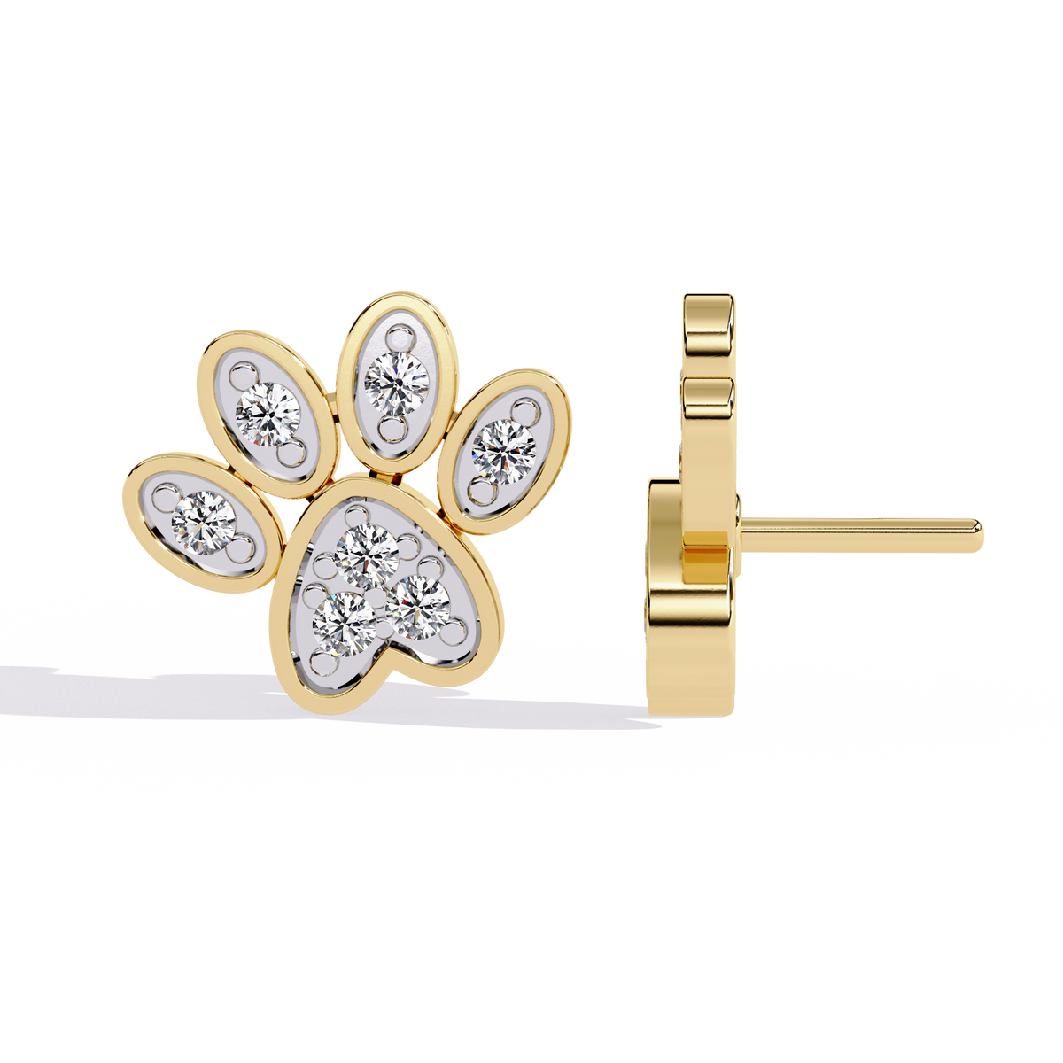 Round Cut Lab Grown & Natural Diamond Antique Stackable Stunning 18k Solid White Gold Perfect Stud Earring Gift For Her - HIGHCARAT DIAMONDS