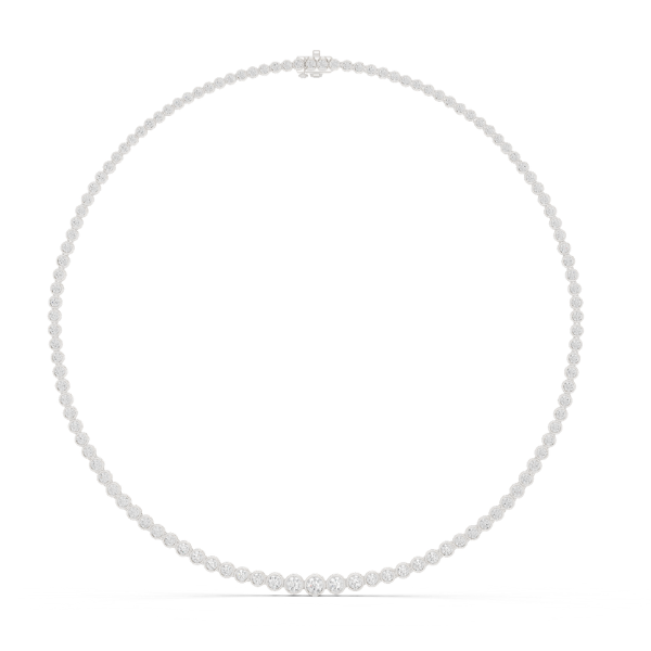 Round Cut Lab Grown Diamond Bezel Set Rose Gold Tennis Necklace - HIGHCARAT DIAMONDS