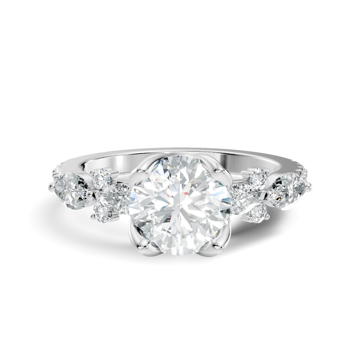 1.66CT Round, Marquise and Pear Cut Top Grade Diamond Minimalist Dainty Stunning Party Wear Ring - HIGHCARAT DIAMONDS